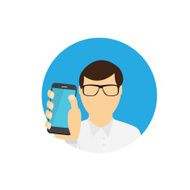 The Man Holding a Mobile Phone Communication Concept Vector N3