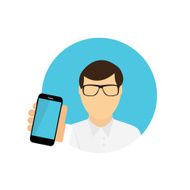The Man Holding a Mobile Phone Communication Concept Vector N4
