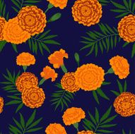 Seamless floral pattern Marigold flowers Swatch is included N2