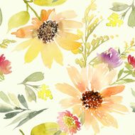 Sunflowers seamless pattern Watercolor Summer N4