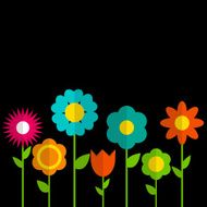 Paper Trendy Flat Flower Set Vector Illustration