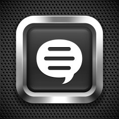 Speech Bubble on Black Square Button