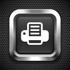 Computer Printer on Black Square Button