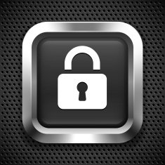 Security Lock on Black Square Button