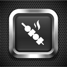 Shish Kebab Skewer on Black Square Button