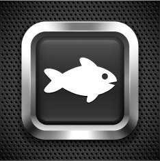 Fish on Black Square Button