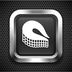 Fish Fillet on Black Square Button