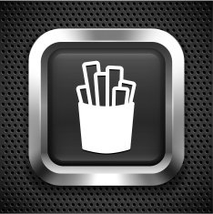 Potato French Fries on Black Square Button