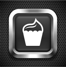Cupcake on Black Square Button
