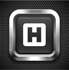 Hospital Sign on Black Square Button