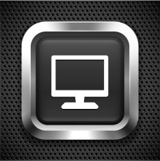 Desktop Monitor on Black Square Button