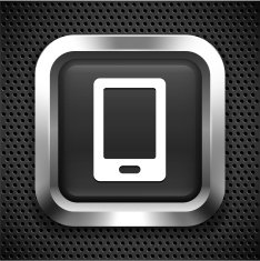 Smart Phone on Black Square Button