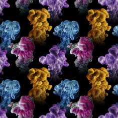 Seamless pattern with abstract clouds of ink drawn by hand N3