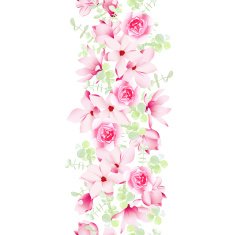 Celebration garland with magnolias and roses seamless vector line