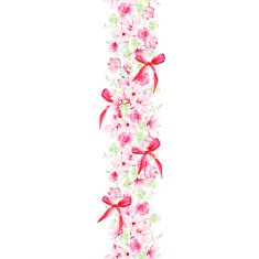 Celebration garland with magnolias roses bows seamless vector vertical line
