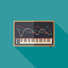Sound equalizer flat square icon with long shadows Set 3