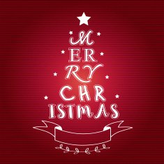 Merry Christmas Typography tree card