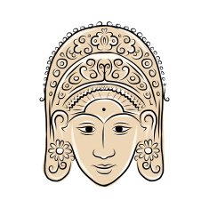 Wooden mask of indonesian dancer woman sketch for your design
