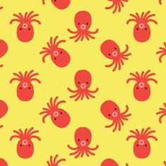 Red Octopus Vector Pattern