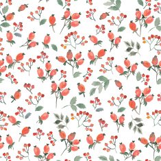 hand drawn red watercolor berries seamless pattern N6