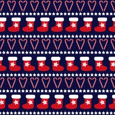 Seamless Christmas pattern with xmas socks stars and candy canes N2