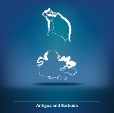 Doodle Map of Antigua and Barbuda