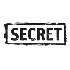 Black grunge stamp and text SECRET