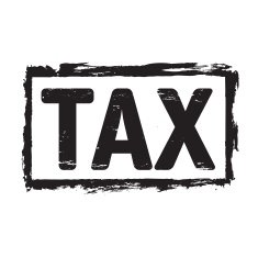 Black vector grunge stamp TAX