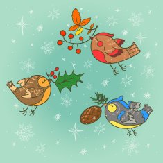 Christmas card with birds N4