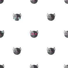 Vector flat cartoon dog heads with different emotions seamless pattern N2