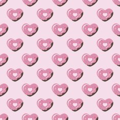 Vector simple geometric heart donut seamless pattern