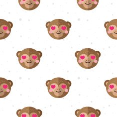 Vector flat cartoon monkey in love seamless pattern Chimps background N2