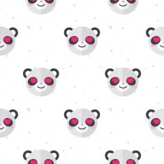 Vector flat cartoon panda in love seamless pattern Animal background N2