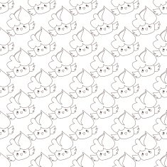 Vector outline cupcakes seamless pattern Kawaii cakes simple background