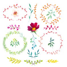 Vector Illustration Hand-painted watercolor design elements N9