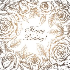 Vintage elegant greeting card with graphic flowers (roses)