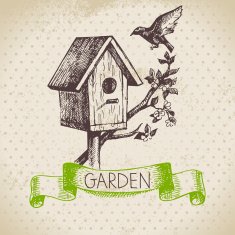 Vintage sketch gardening background Hand drawn design N5