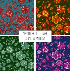 Vector set of seamless flower patterns
