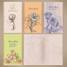 Set of vintage cards with flowers