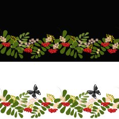 Seamless background pattern rowanberry banner