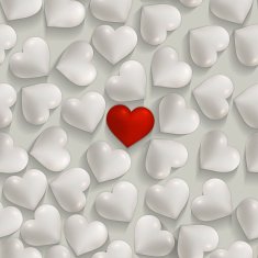 Seamless romantic white and red hearts valentines vector background