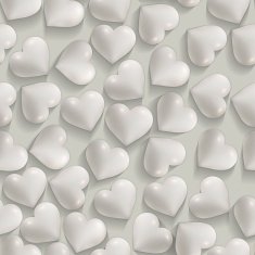 Seamless romantic white hearts valentines vector background