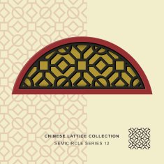 Chinese window tracery semicircle frame 12 square circle