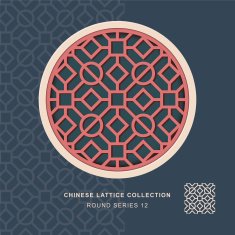 Chinese window tracery round frame 12 square circle