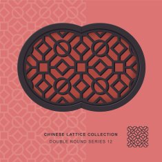 Chinese window tracery double round frame 12 square circle