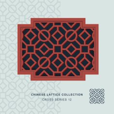 Chinese window tracery cross frame 12 square circle