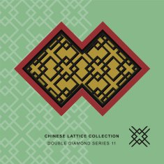 Chinese window tracery lattice double diamond frame 11 cross