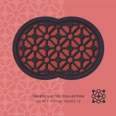Chinese window tracery lattice double round frame 10 diamond circle