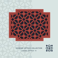 Chinese window tracery lattice cross frame 10 diamond circle