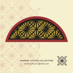 Chinese window tracery lattice semicircle frame 09 diamond flower